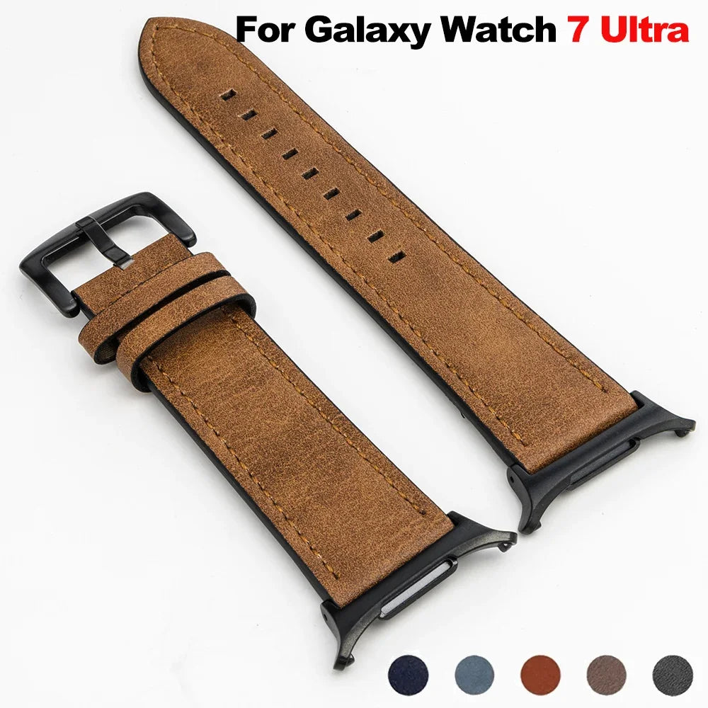 Leather Band for Samsung Galaxy Watch 7 Ultra 47mm No Gaps Strap SmartWatch Bracelet for Galaxy Watch 7Ultra Wristband Correa