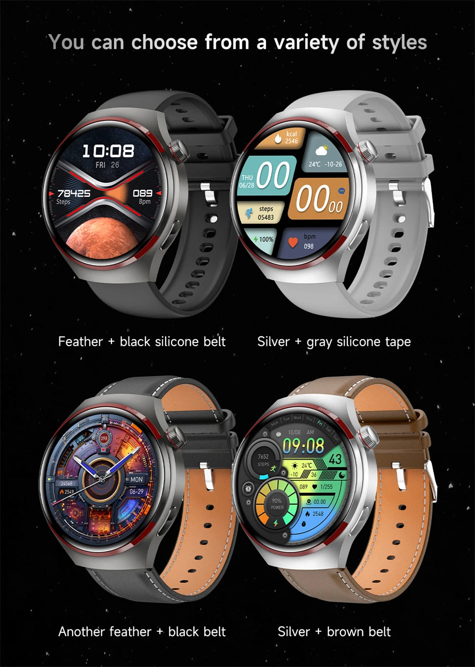 2024 New For Huawei GT4PRO Smart Watch Men Watch 4 AMOLED HD Screen Bluetooth Calling GPS Heart Rate Health Monitor Smart Watch