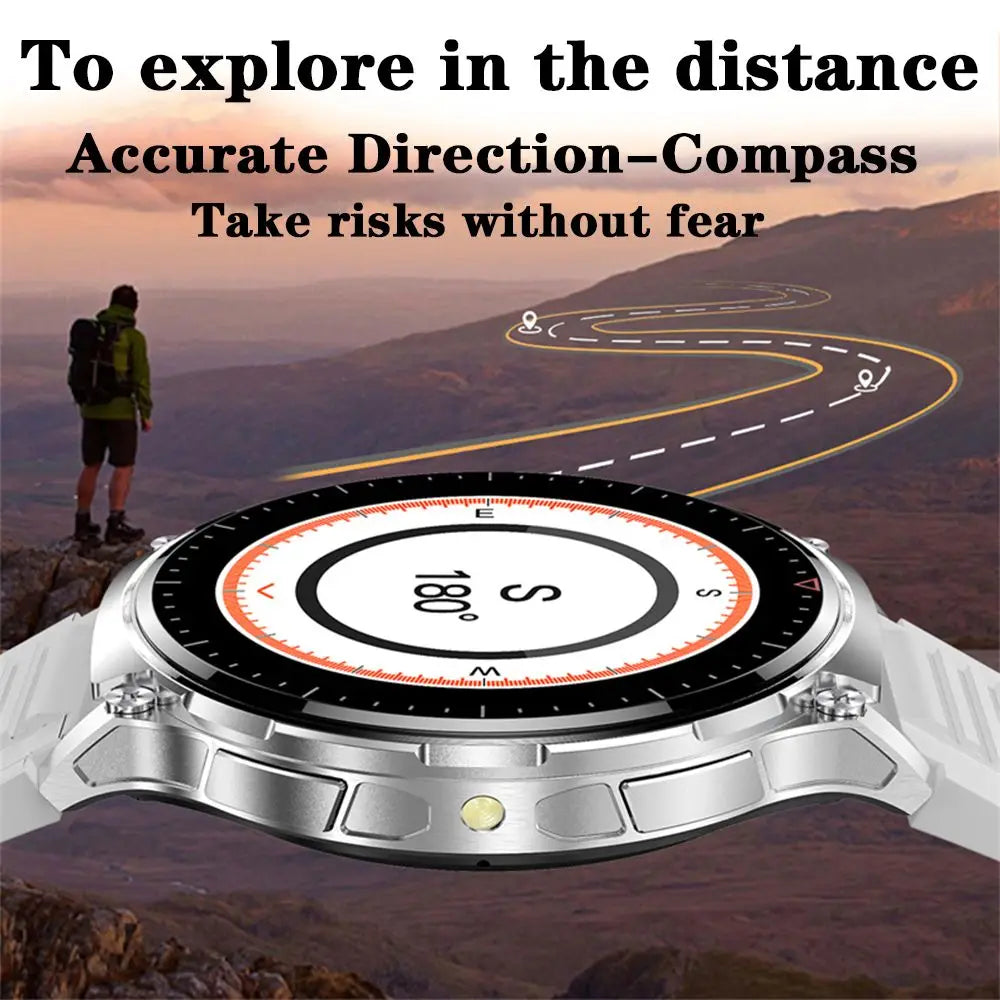 New Man Smart Watch 2024 LED Flashlight GPS Sport Bluetooth Call Compass ECG+PPG Bluetooth Music Game Watches NFC SmartWatch Men