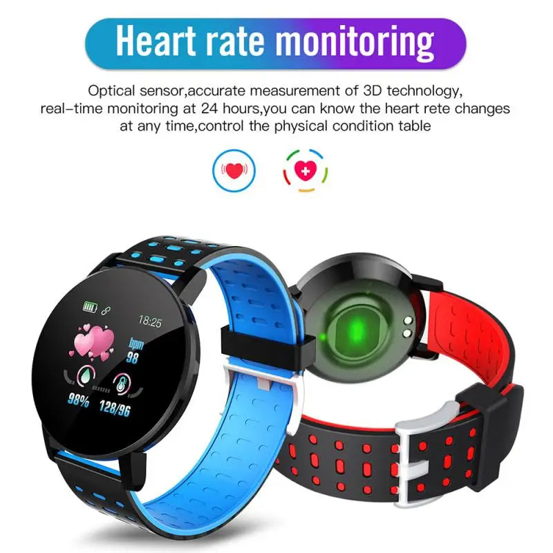 119 Plus Waterproof SmartWatch Men Women Bluetooth Smart watch 2024 Heart Rate Monitor Fitness Tracker Smart Watch Android IOS