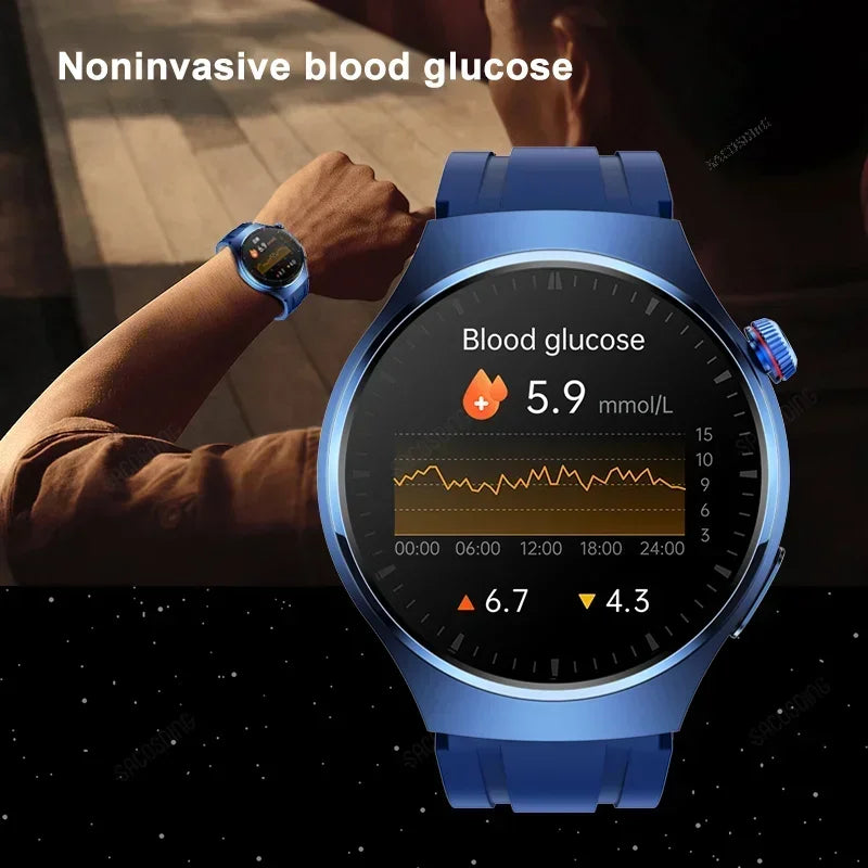 2024 Laser Treatment Three High Smart Watch Men ECG PPG Body Temperature Blood Sugar Health Tracker Bluetooth Call Smartwatch