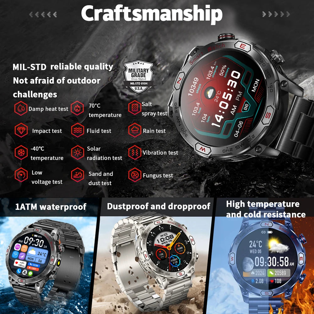 2024 New For Huawei Xiaomi 1.43 inch Bluetooth Call Smart Watch Men Screen Always Show Time Multi Sports Fitness Smartwatch Man