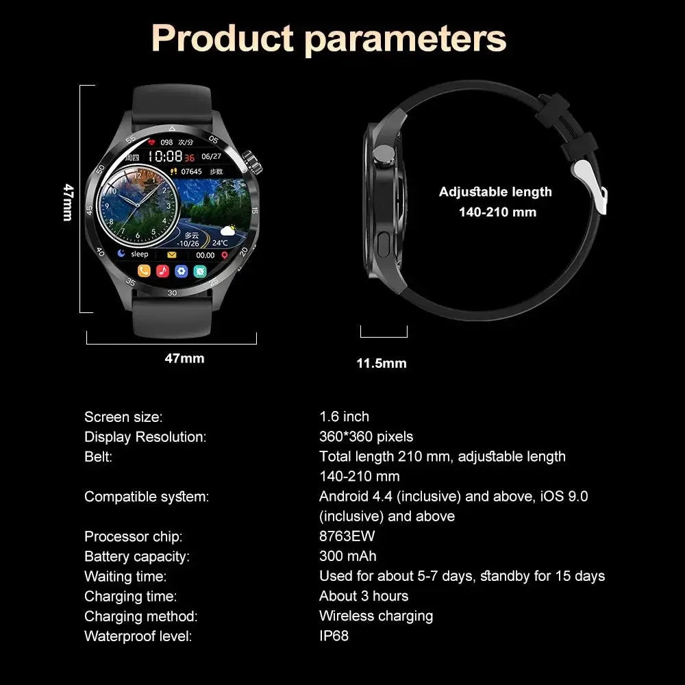 2024 Men‘s Watch NFC Smart Watch For Men AMOLED HD Screen Waterproof Heart Rate Monitor Sport Smartwatch reloj hombre  relógio