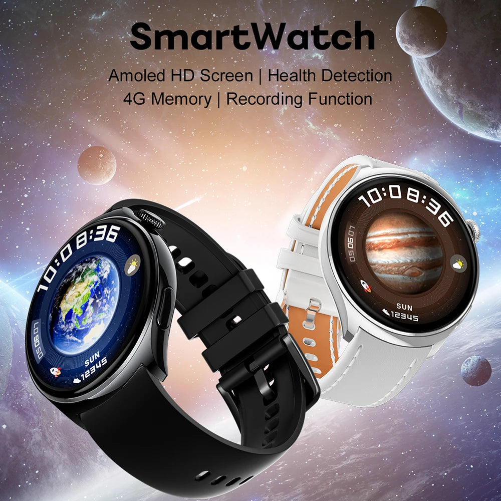 2024 NEW For Android Watch HD4 AMOLED Smart Watch Men 1.43" HD Screen 1GB Local Music Men Waterproof Smartwatch