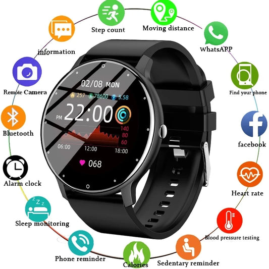 2024 New Smart Watch Men Women Full Touch Screen Sport Fitness Watch IP67 Waterproof Bluetooth For Android IOS Smartwatch Men