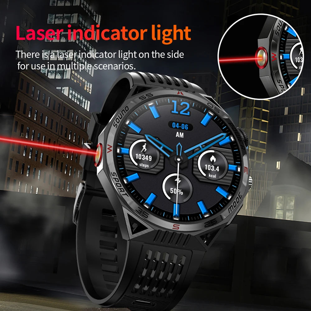 For Huawei Xiaomi New Smart Watch Men 1.85 inch LED Flashlight Infrared Laser Watches Heart Rate Bluetooth Call SmartWatch 2024