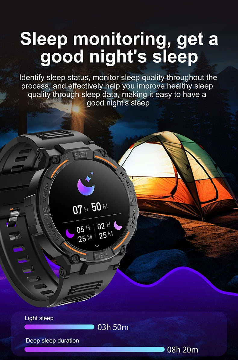 New 2024 GPS Outdoor Sports Smart Watch Men with LED Lights Bluetooth Call Heart Rate Blood Oxygen Smartwatch For Huawei Xiaomi