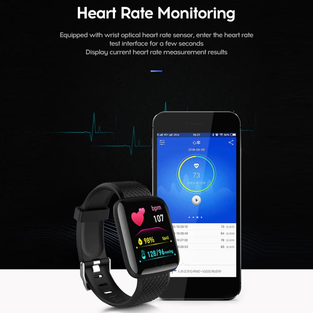 Smart Watch 1.44 Inch Touch Screen Fitness tracker Smartwatch Heart Rate Sleep Monitoring Pedometer Sports Watch For Men Women