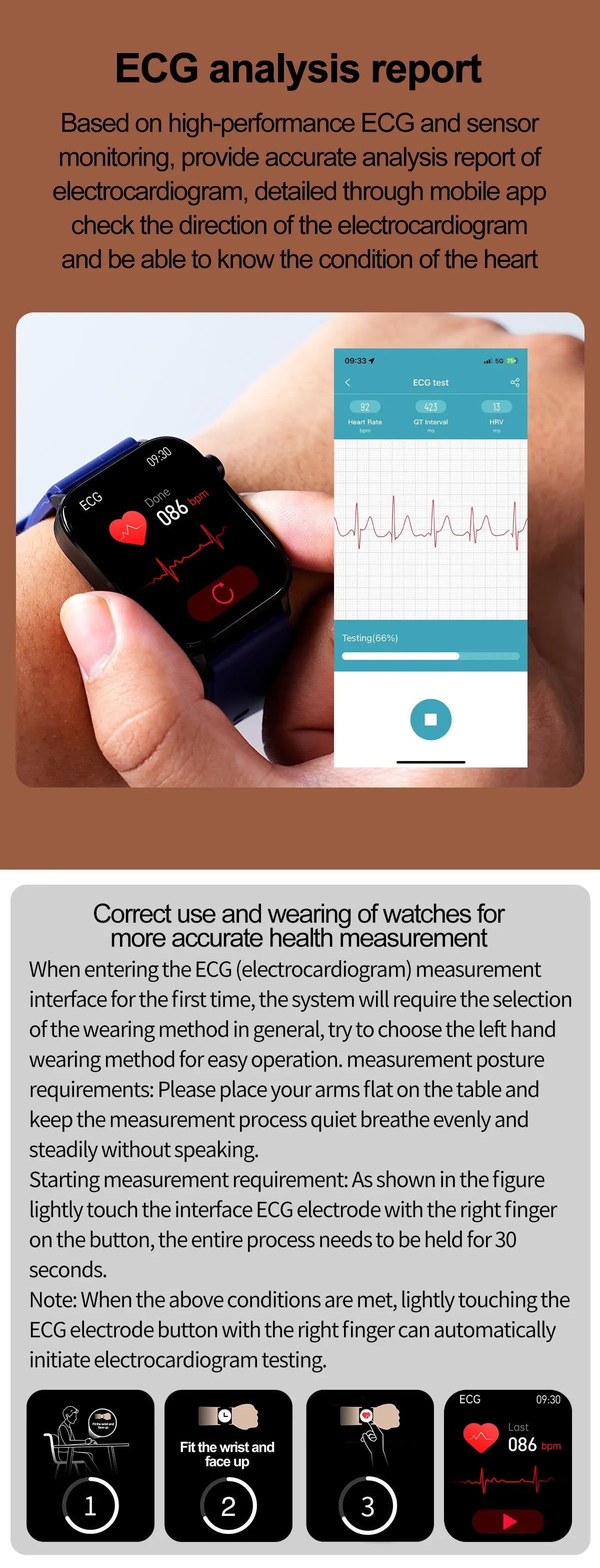 2024 New ECG+PPG Bluetooth Call Smartwatch Non-invasive Blood Glucose Men Full Touch Screen Sport Fitness Tracker Smart Watches