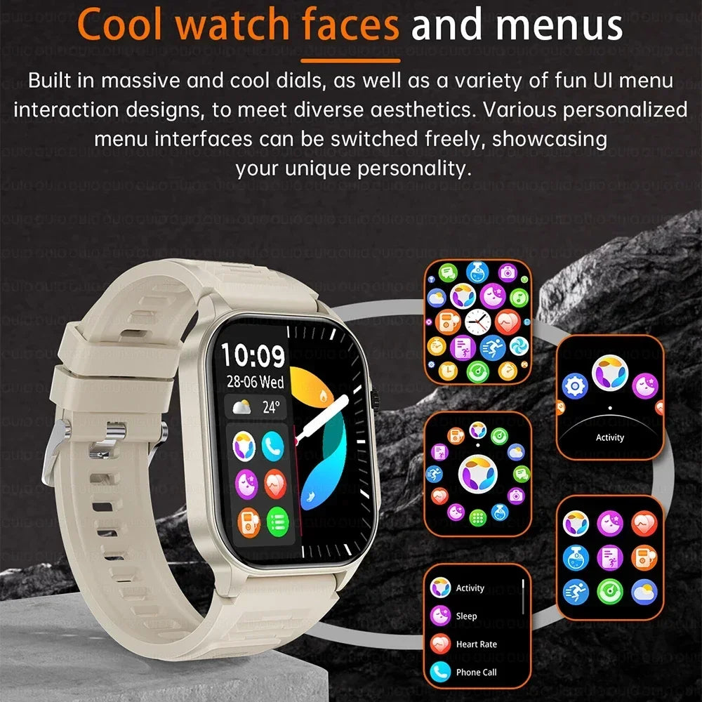 2024 New For Xiaomi 2.01 Inch Screen Smart Watch Mens Bluetooth Call 370 MAh Sport Waterproof Heartrate Blood Oxygen SmartWatch