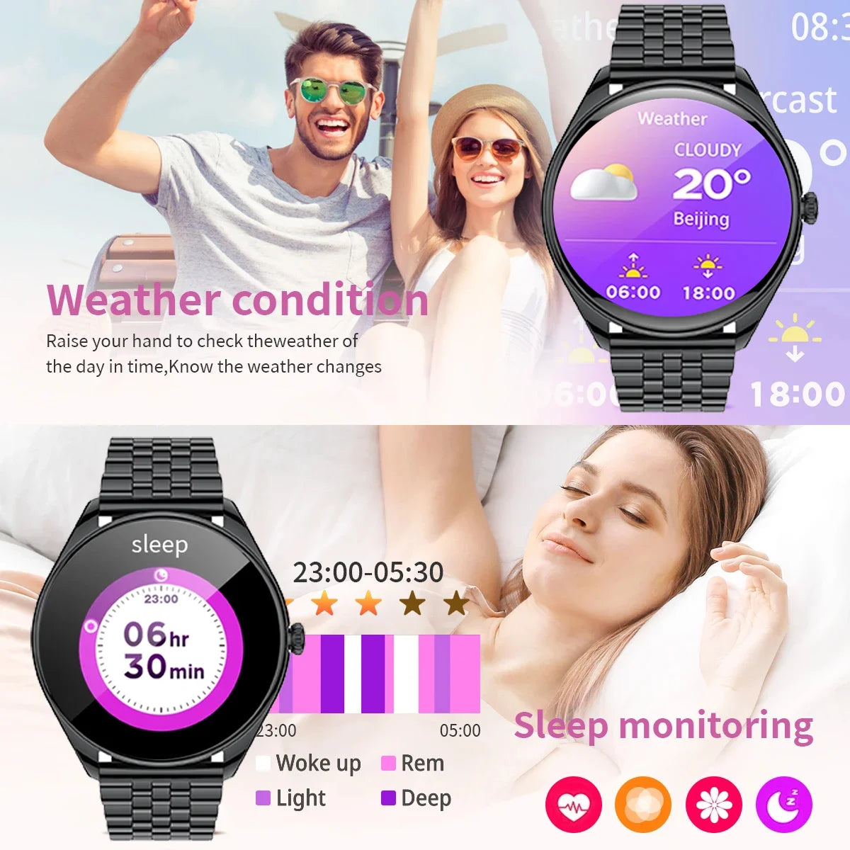 2024 Bluetooth Call Women Smart Watch AMOLED Full Touch Fitness IP68 Waterproof Men Smartwatch Lady Clock + box For Android IOS