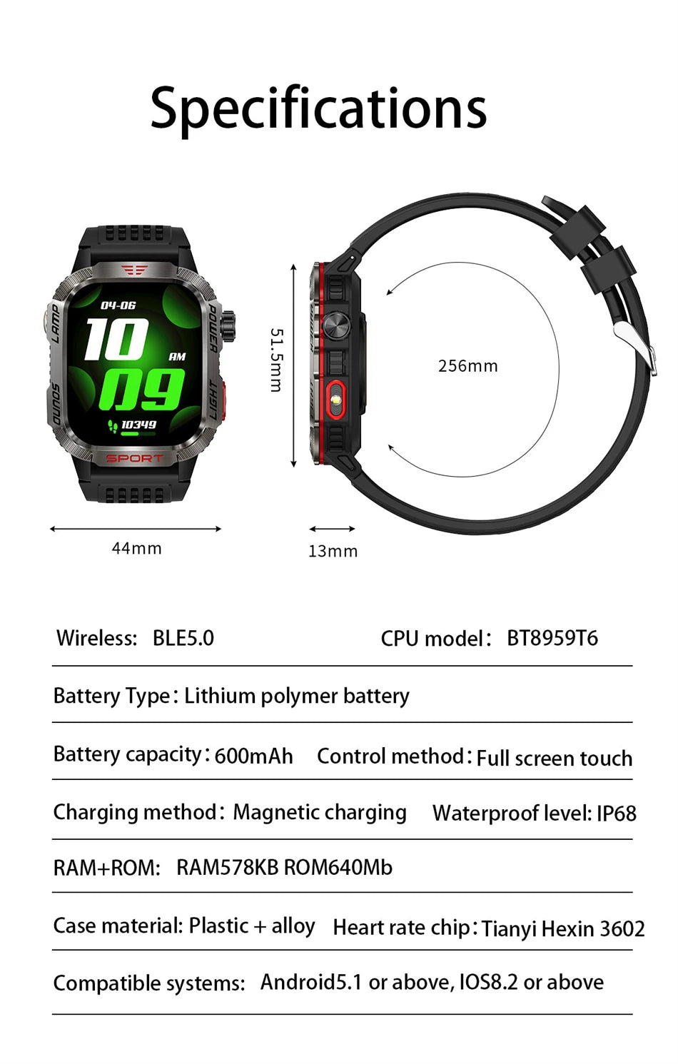 LIGE 2024 Outdoor Men Smart Watch 600 mAh Waterproof Fitness Blood Oxygen Monitoring Bluetooth Call Smartwatch For Xiaomi New