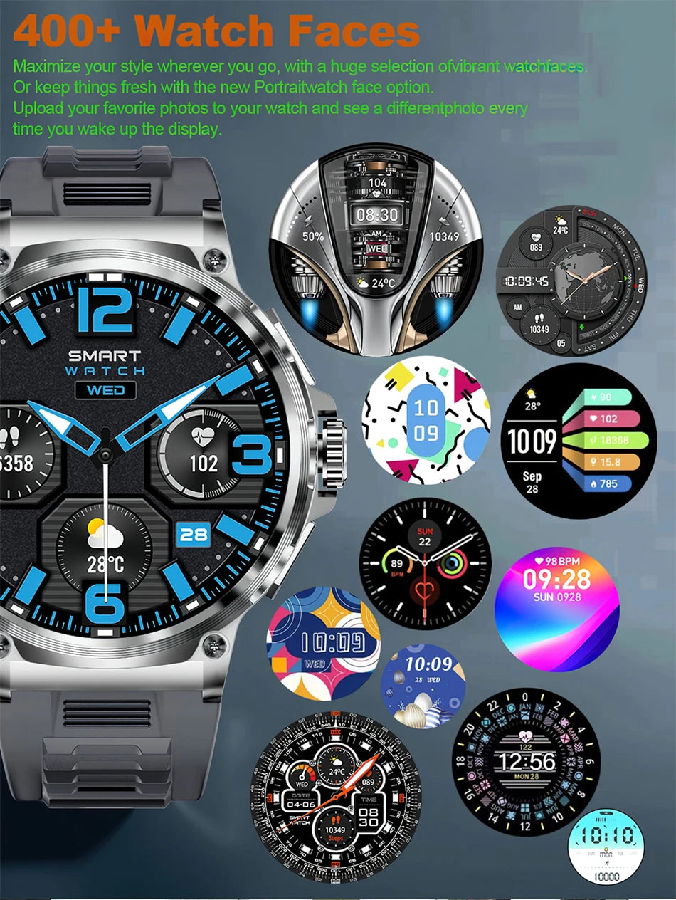 2024 New 710mAh Large Battery SmartWatch Men Health Monitoring IP68 Waterproof with 100+Sports Modes Bluetooth Call Smart Watch