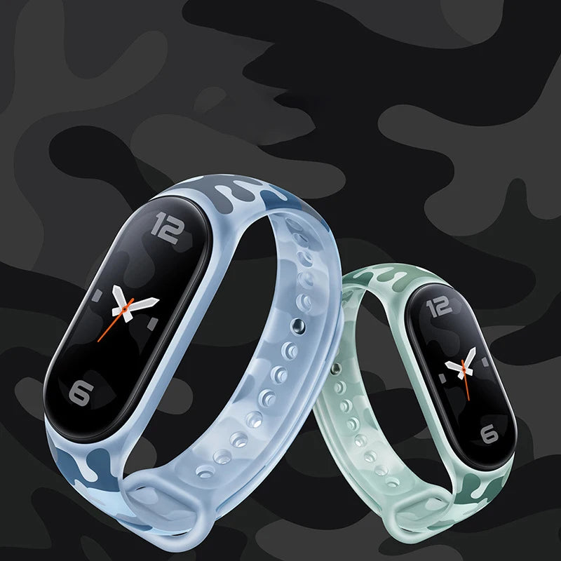 Smart Bracelet For Xiaomi Mi Band 7 Fluorescent Camouflage Wristband Silicone Replaceable Strap For Xiaomi Mi Smart Band 7 6 5