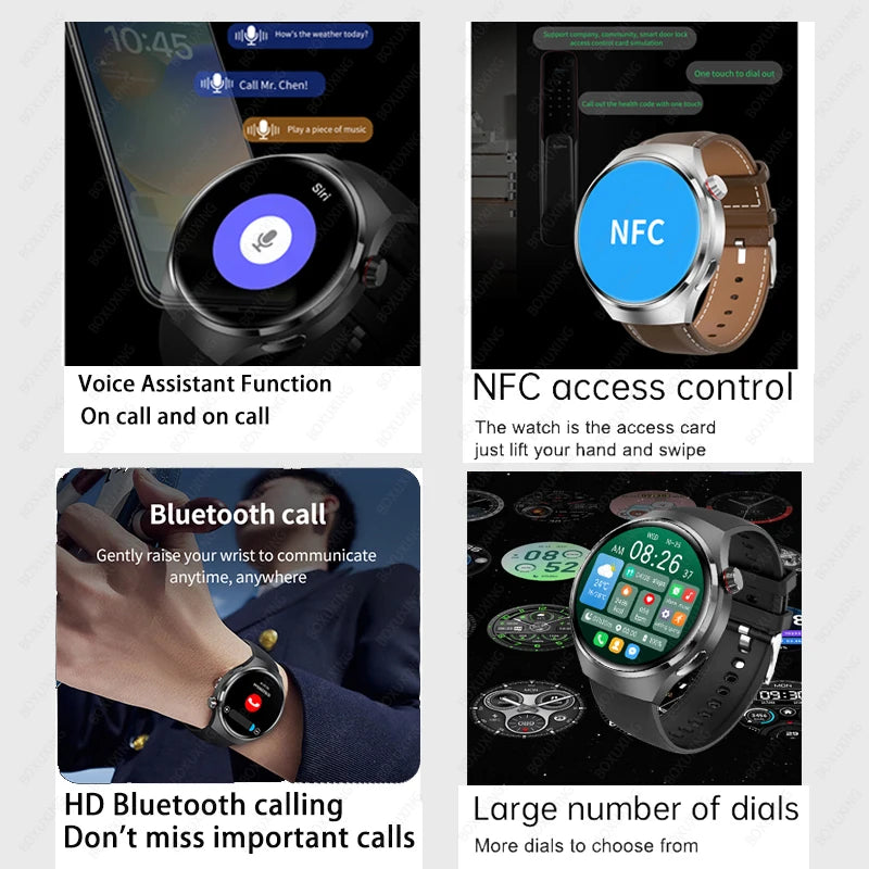 2024 New GPS NFC Watch 4 Pro Smart Watch Men GT4PRO AMOLED HD Full Screen Touch Bluetooth Call Blood Glucose Monitor Smartwatch