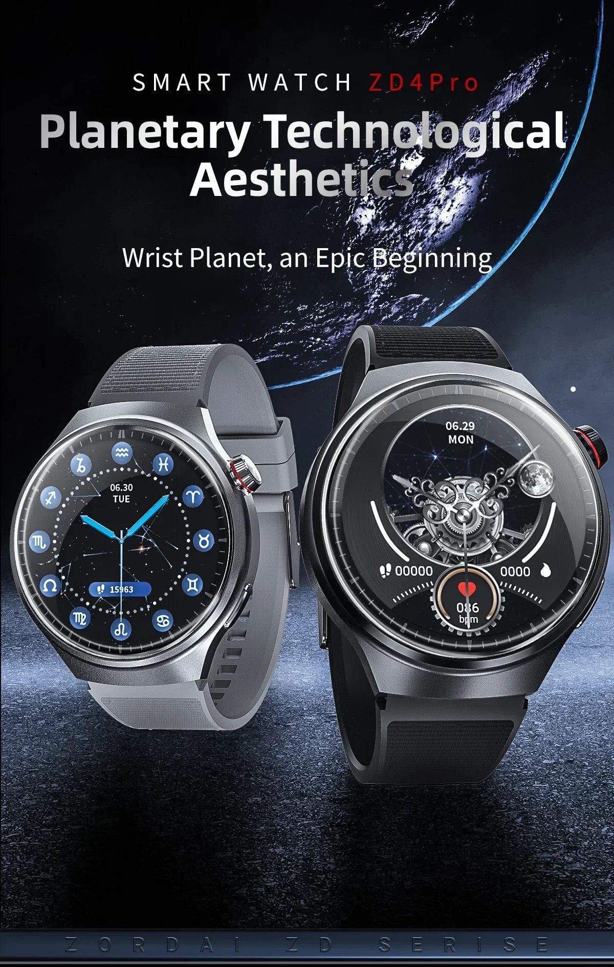 Zordai ZD4 Pro For Huawei GT4 PRO Smart Watch Men 2024 AMOLED HD Screen Heart Rate Bluetooth Call NFC IP68 Waterproof Smartwatch