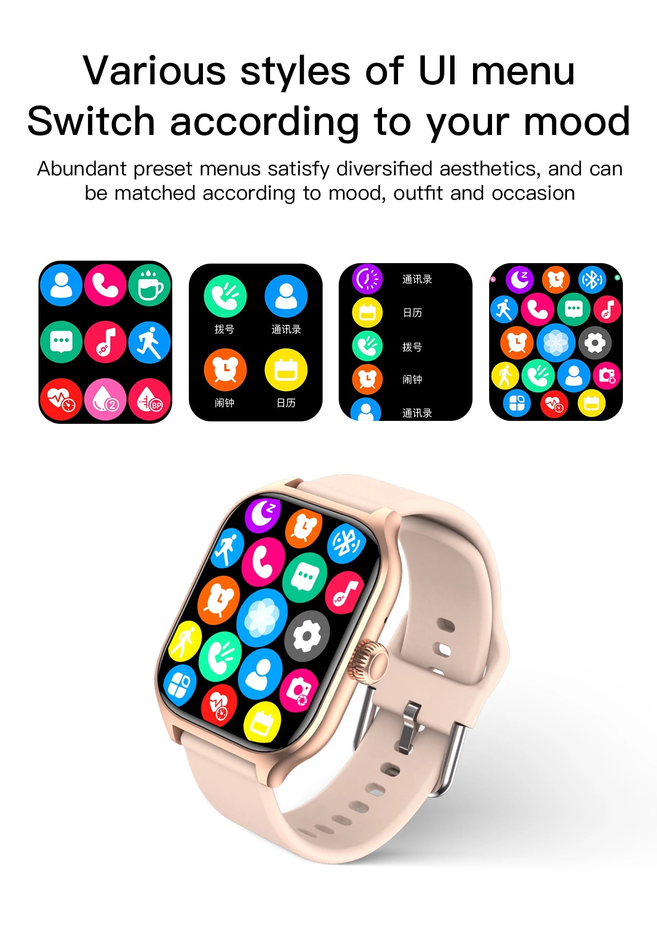 2024 Bluetooth Call Fitness Bracelet Smart Waterproof Watch 1.83 Inch Color Screen Full Touch Customized Dial Women Smart Watch