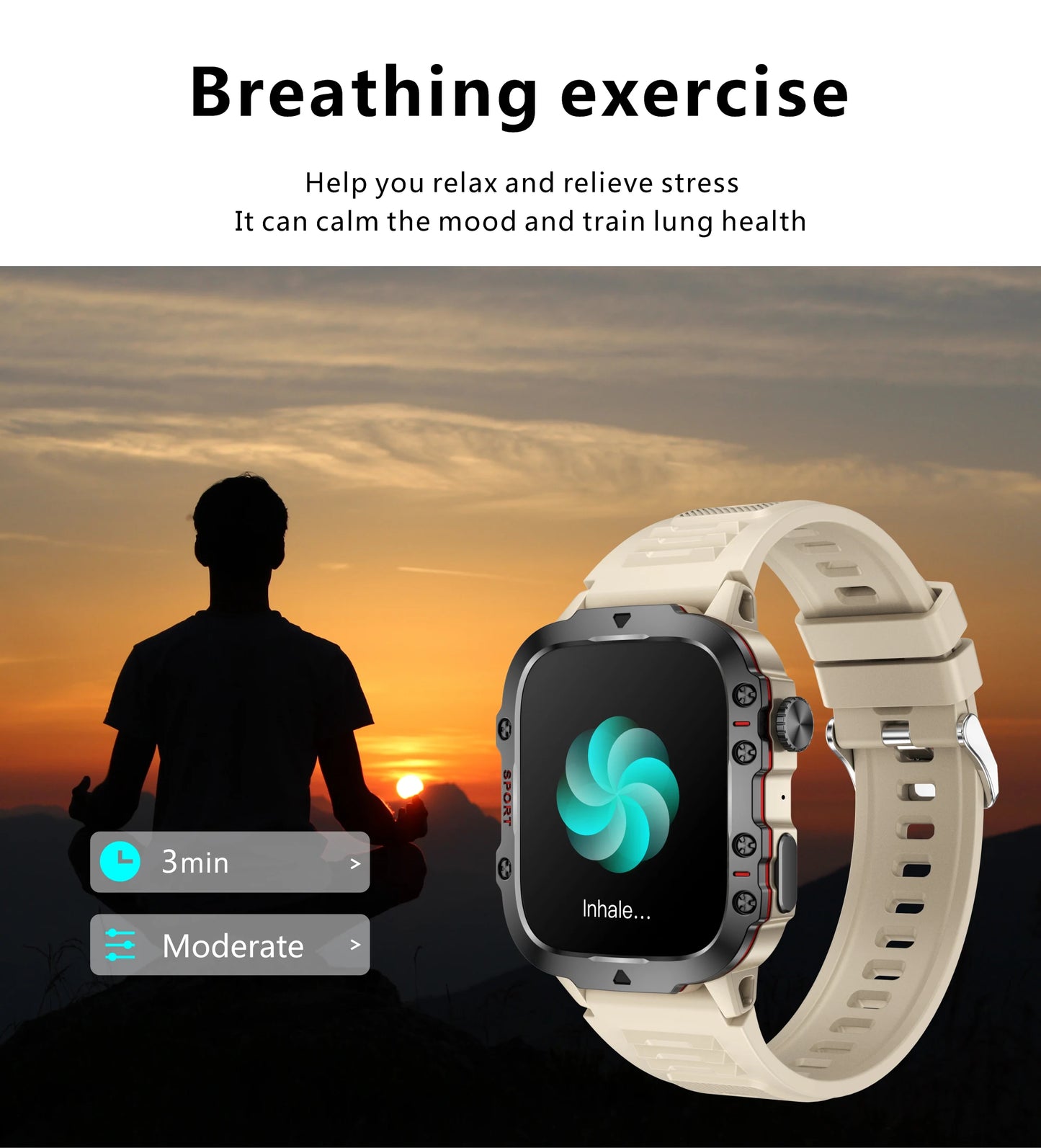 2024 New Outoor Military Smart Watch Men IP68 3ATM Sport Fitness Tracker Health Monitor 1.96" BT Call Smartwatch for Android IOS