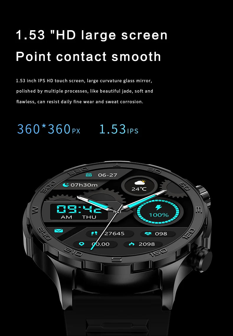 2024 NFC Smart Watch Man 360*360 Screen GPS Movement Track Sport Watches Women Wireless Charging Bluetooth Call NFC Smartwatch