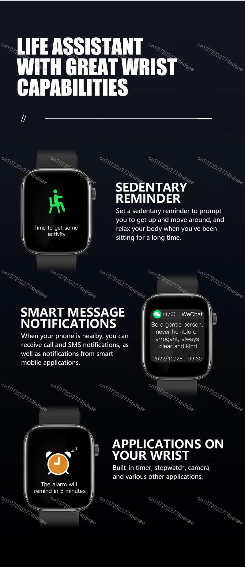 2.01" Smartwatches Bluetooth Calling Clock Waterproof Clock Digital Ladies Men New 2024 Smart Watch for Android and Apple S8