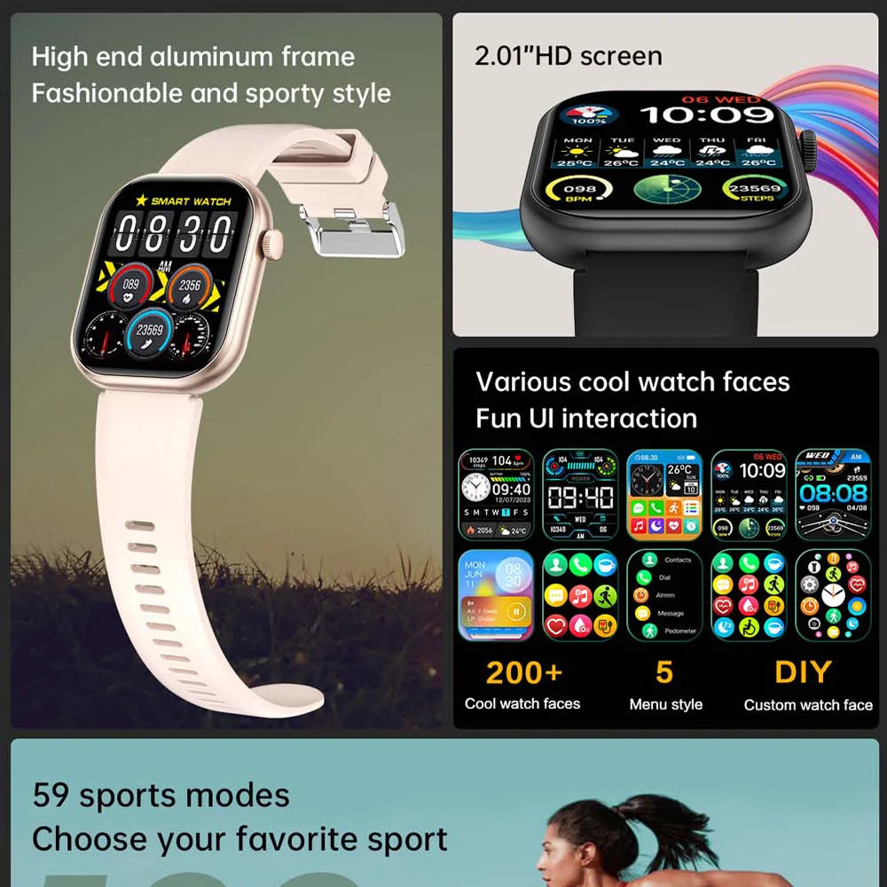 Luxurious Pro Smartwatch 2.01” HD 240*296 Men And Women Notifications Fitness Tracker Bluetooth Call Sports Watch Multifunction