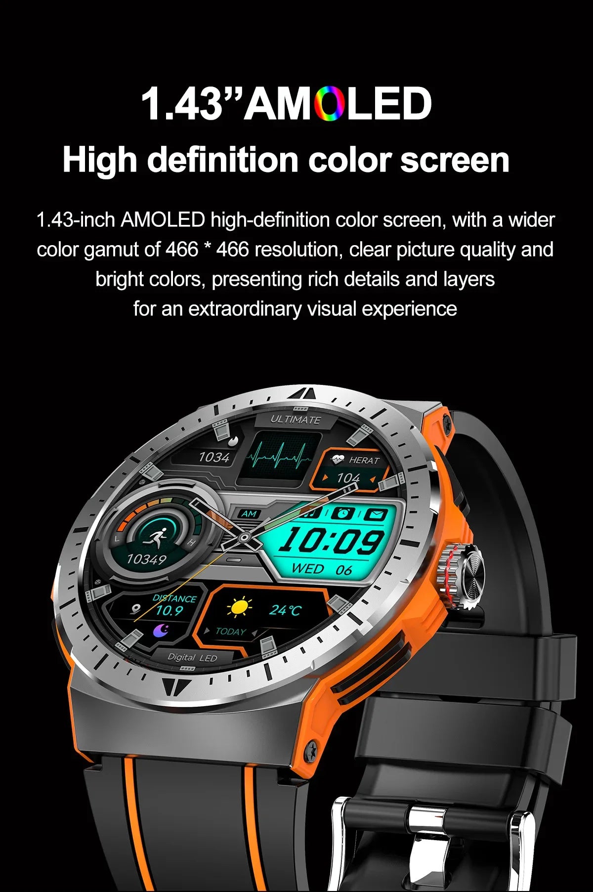 2024 HK52 Smart watch Amoled Large Screen OutdoorBT Call AI Voice fitness tracker Smartwatch Call Reminder for men women