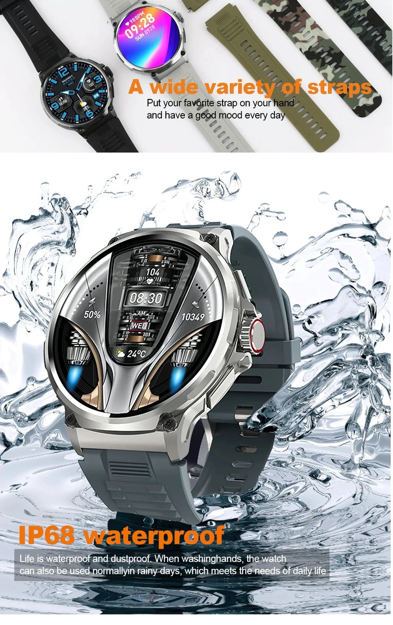 2024 New 1.85 Inch Ultra HD AMOLED Screen 710mAh Large Battery smartwatch Men Sport Tracker Bluetooth Call Watch for Android IOS