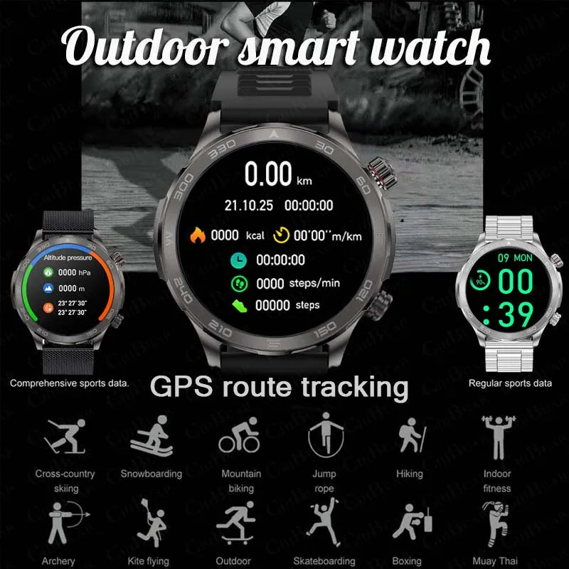 For Huawei Xiaomi 2024 New Smart Watch Men 1.53 inch Bluetooth Call NFC GPS Sports Fitness Tracker IP68 Waterproof Smartwatches