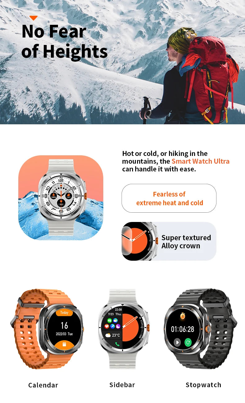 For Samsung Galaxy Watch 7 Ultra GPS Compass NFC Smart Watch Outdoor Sports Man AMOLED BT Call IP68 Galaxy 6 Upgraded Smartwatch