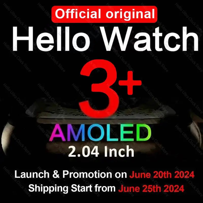 Smartwatch 2024 New Official Original Hello Watch 3 Plus 49mm ULTRA AMOLED 4G ROM NFC GPT Compass Bluetooth Call Clock Men Women