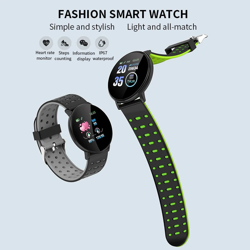 119 Plus Smart Watch Men Women WaterproofBluetooth Fitness Tracker Smartband Custom Wallpaper Sports Smartwatch for Android IOS