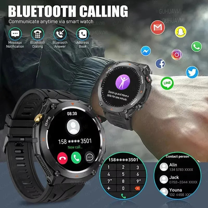 2024 For Huawei Rugged Military Smart Watch Men Sports Ftiness GPS Watches Waterproof 600mAh AI Voice Bluetooth Call Smartwatch