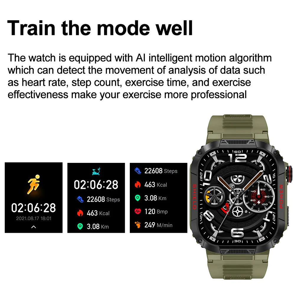 2024 New 2.02-inch Bluetooth Call Smartwatch Men's IP68 Waterproof Sports Watches Heart Rate Smartwatch Men For Huawei Xiaomi