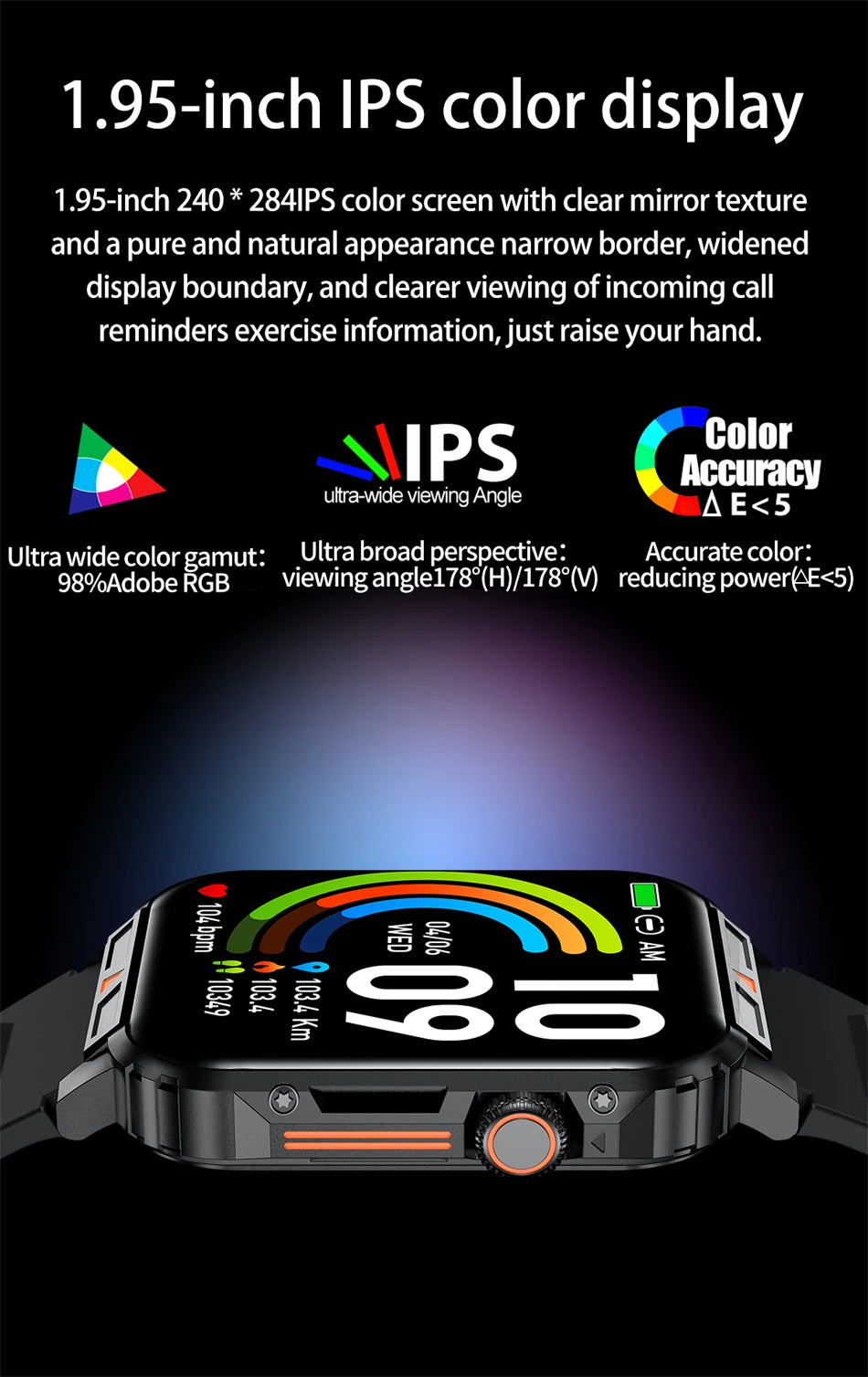 2024 New Men's Smart Watch 1.95 inch Colour Display Sports Fitness Health Monitoring Watches Bluetooth Call Smartwatch for Men