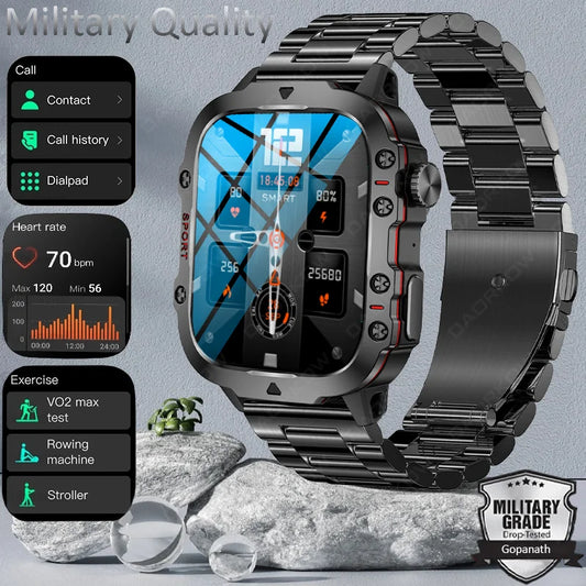 2024 New Rugged Military Fitness smartwatch For Men For Android IOS 3ATM Waterproof Sports Ai Voice Call Smartwatch Outdoor