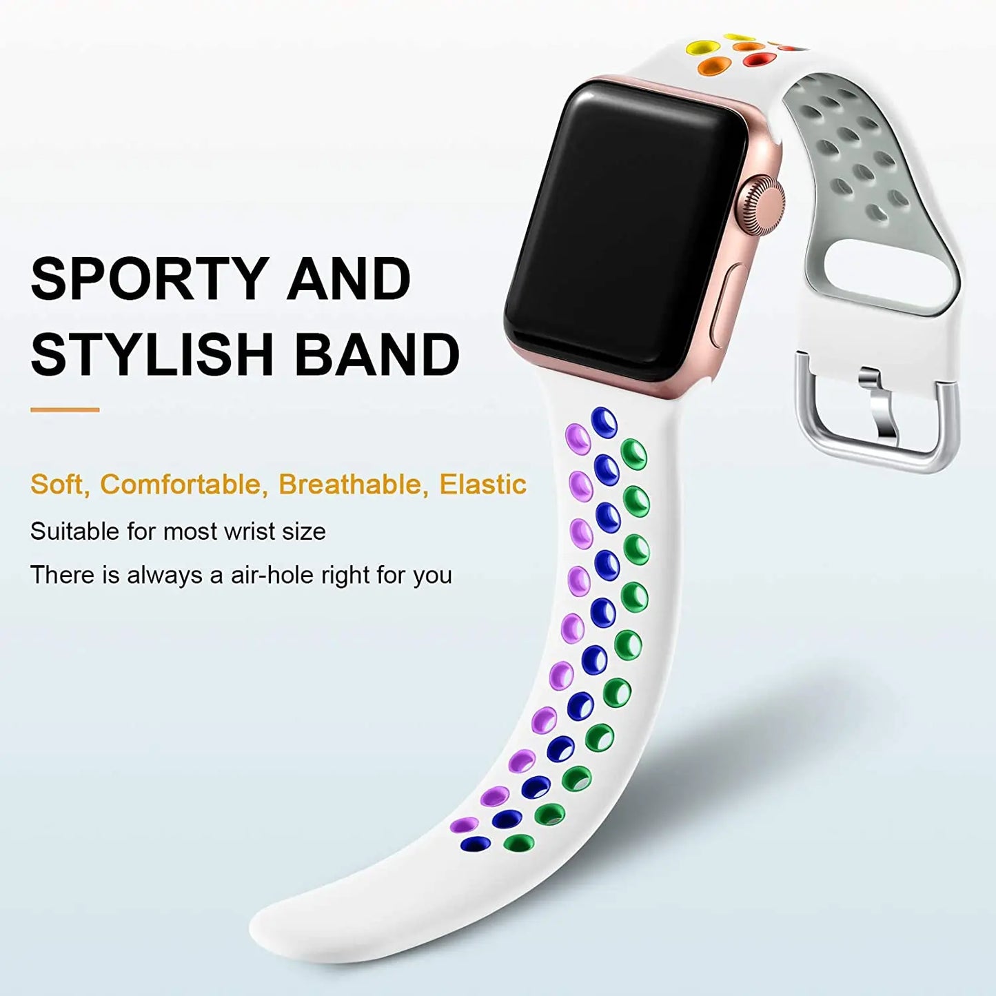 Silicone strap For Apple Watch Band 49mm 45mm 41mm 44mm 40mm 42mm38mm Sports Breathable Bracelet For iWatch Ultra 8 7 6 5 4 3 SE