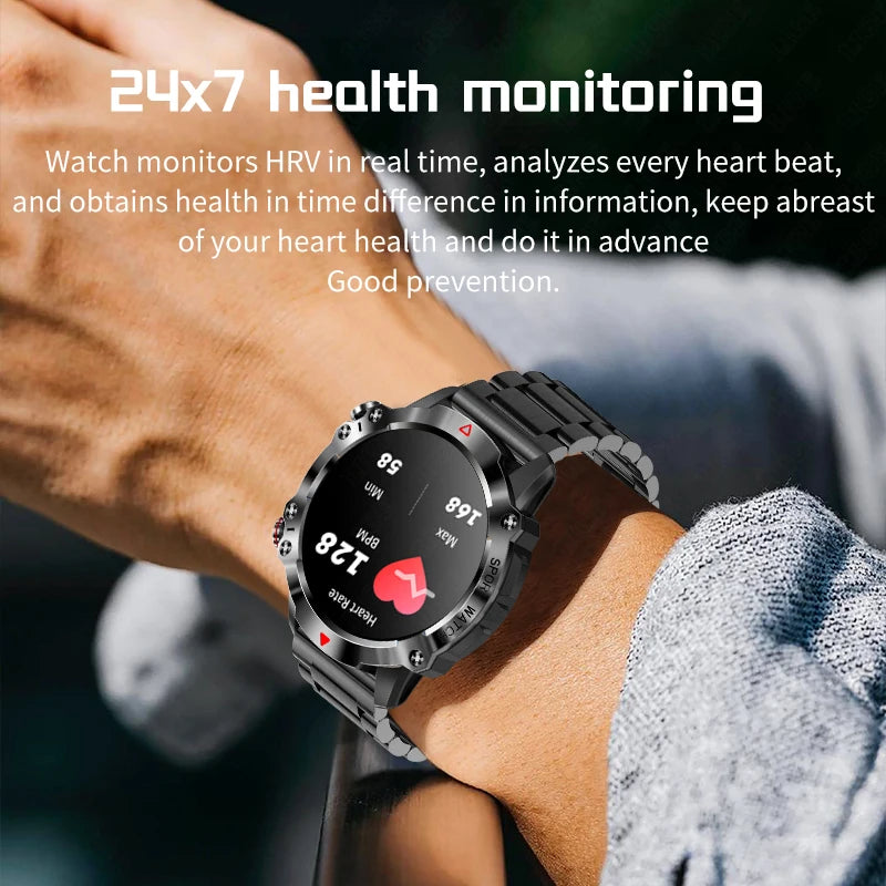 2024  AMOLED HD Screen Watch Bluetooth Call Smartwatch Waterproof Outdoor Sports Tracker 450 mA Battery fashion Men Smart Watch