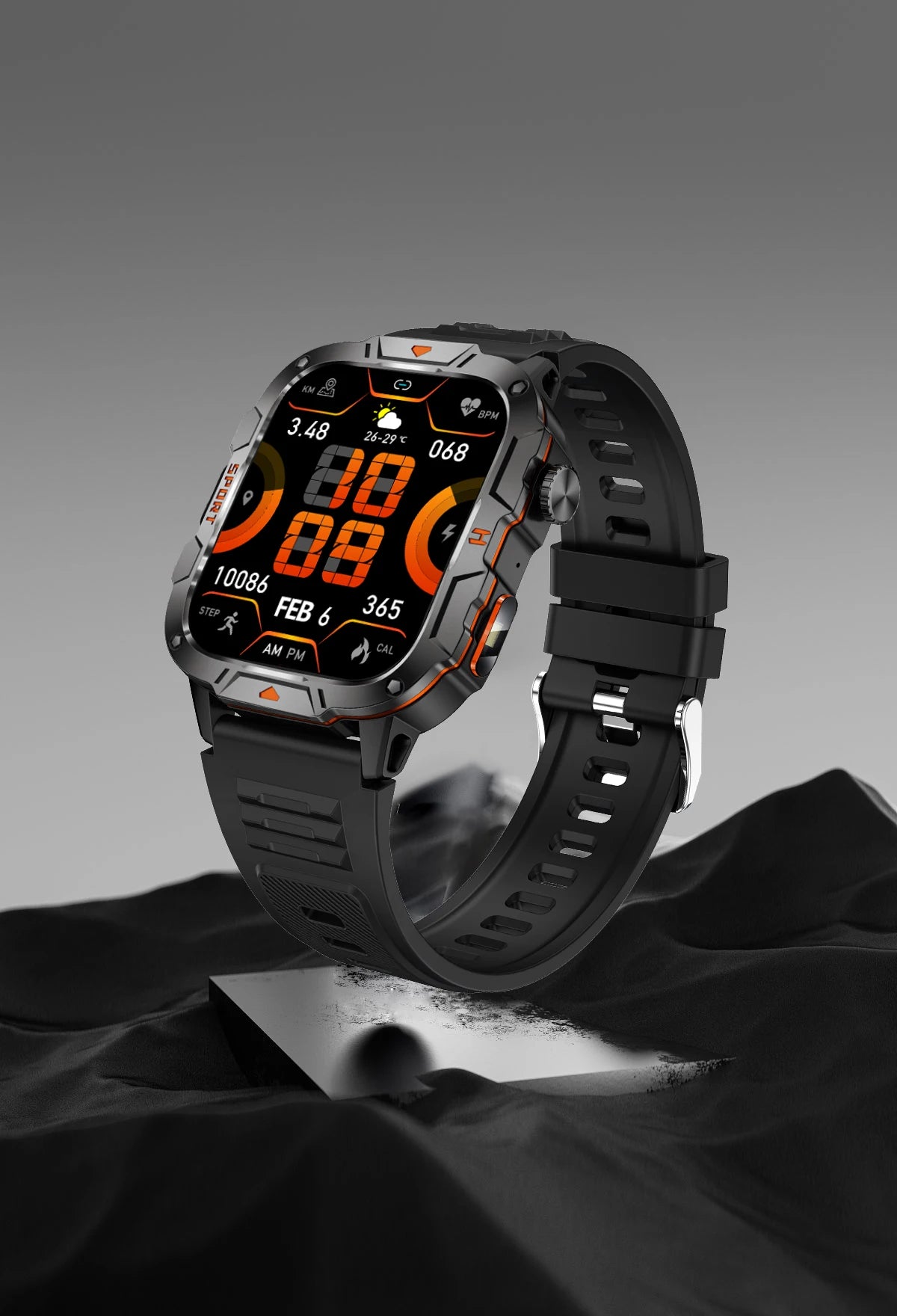 2024 Outdoor Military 3ATM Waterproof Smart Watch Men 420mAh Battery Heart Rate Sports Fitness Watches Bluetooth Call Smartwatch