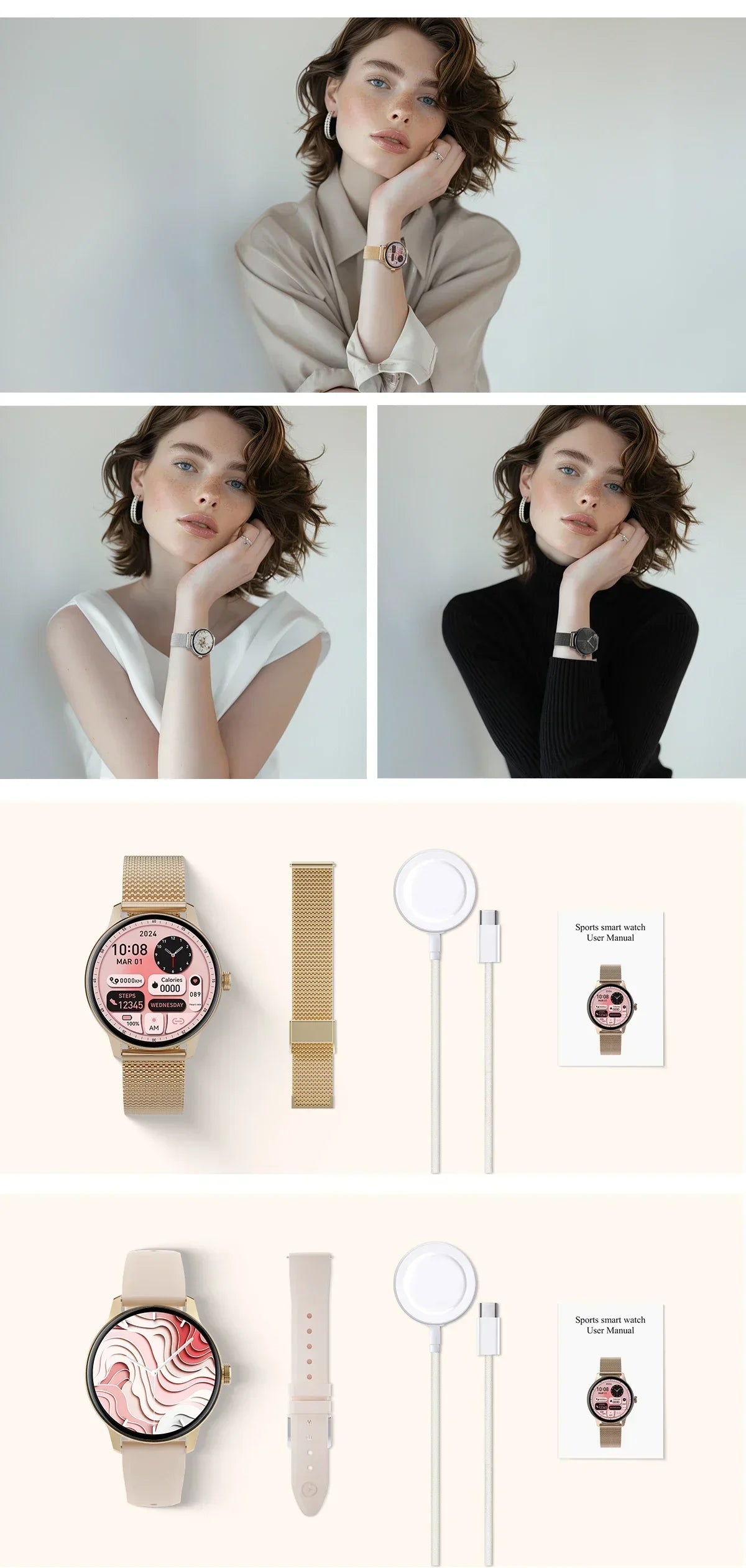 Zordai OD9 New Ultra Thin Smart Watch Women 1.19" AMOLED 390*390 HD Display Show Time Bluetooth Call Reminder Smartwatch Ladies