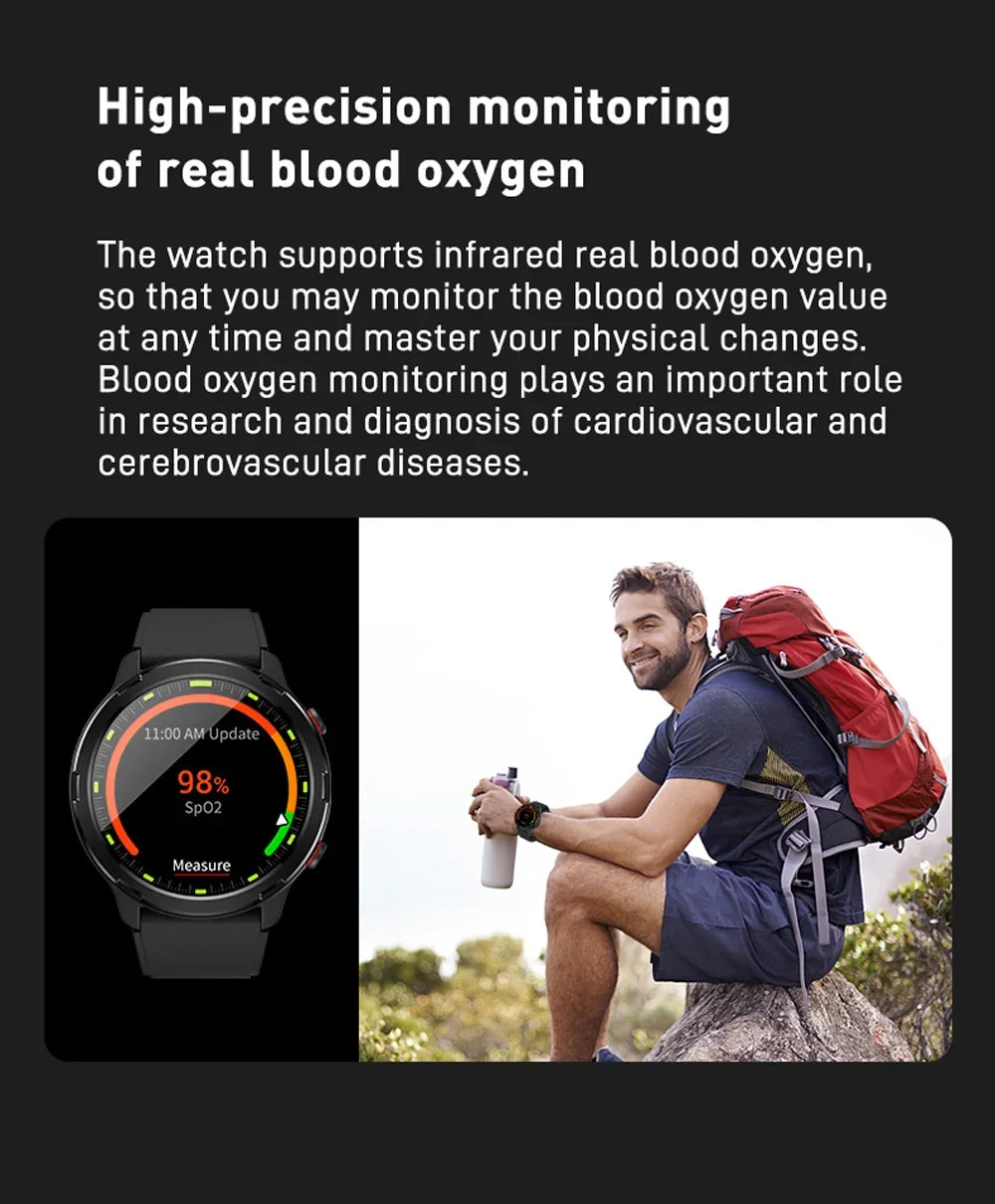 Built-in GPS Smartwatch 2024 Heart Rate Health Monitor Exercise Fitness reloj Outdoor Sports Compass Smart Watch for Men Women