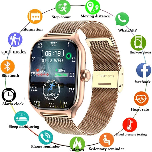 2024 Bluetooth Call Fitness Bracelet Smart Waterproof Watch 1.83 Inch Color Screen Full Touch Customized Dial Women Smart Watch