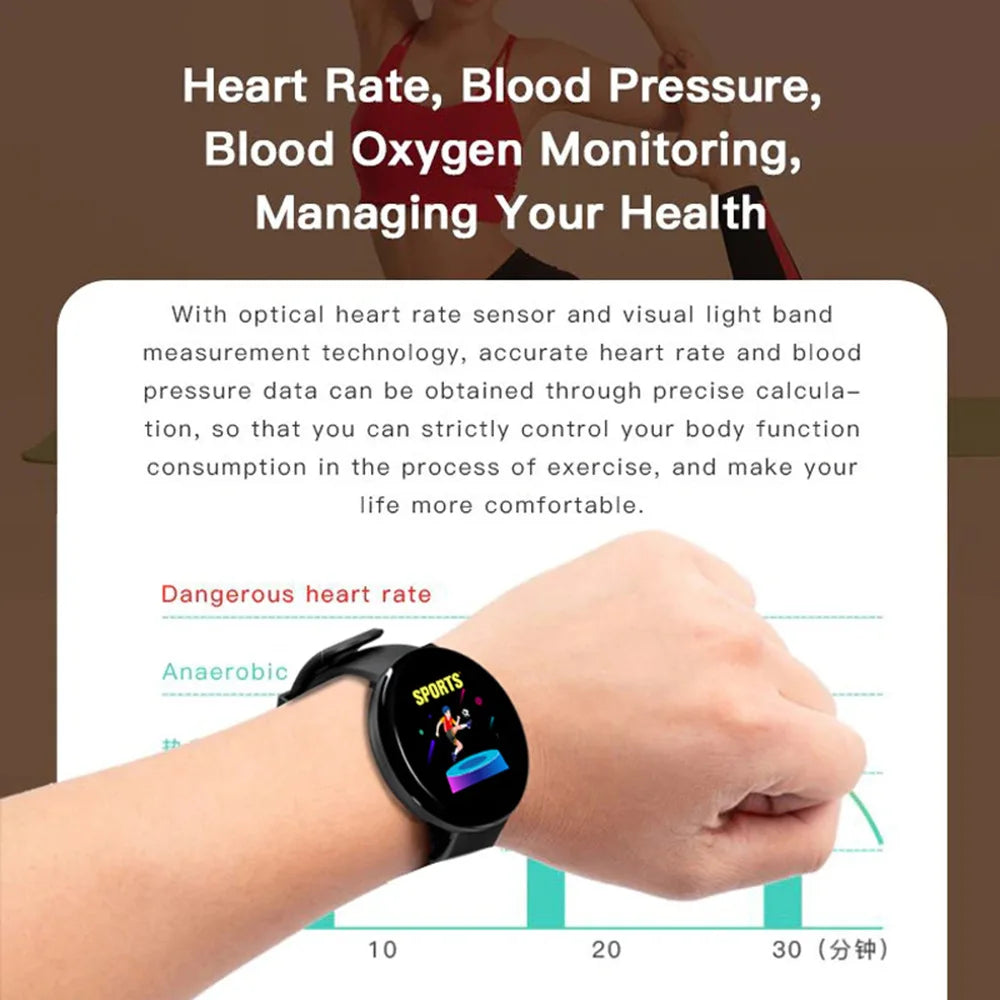 New D18 Smart Watch Men Women Sport Fitness Smartwatch Blood Pressure Waterproof Digital Watches Tracker For Ios Android IPhone