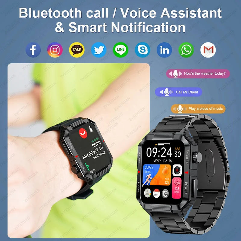 2024 New Rugged Military GPS Smart Watch Men AMOLED HD Screen Heart Rate Bluetooth Call Waterproof Outdoor SmartWatch For Xiaomi