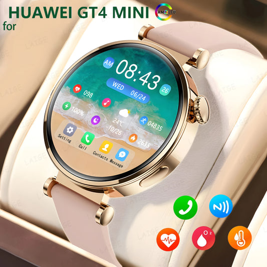 2024 New For Huawei GT4 Mini Smart Watch Women Watch 4 Pro 360*360 AMOLED HD Screen NFC Sports tracker Bluetooth Call smartwatch