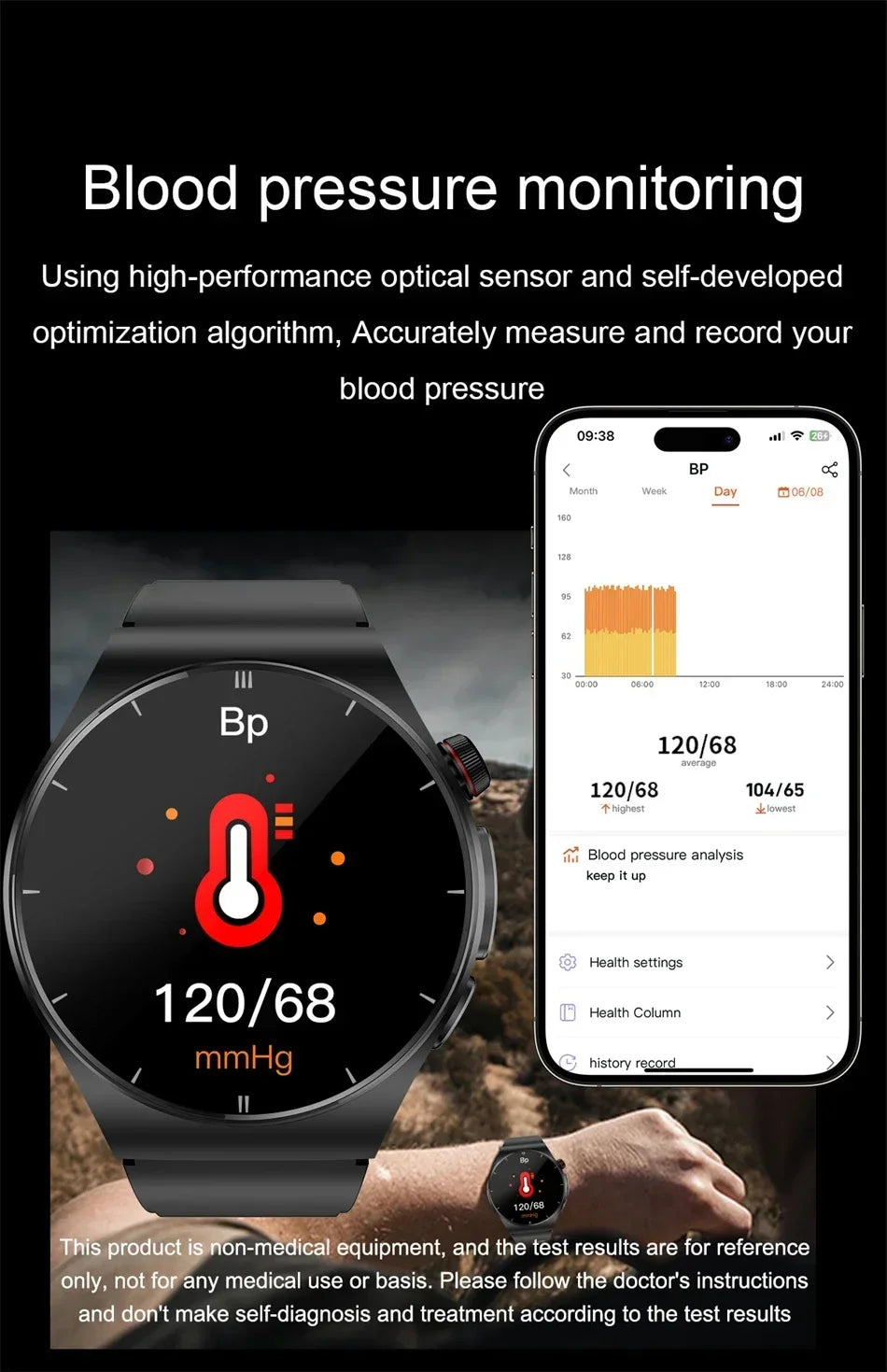 AI Medical Diagnosis ECG PPG Smart Watch Blood Sugar Blood Lipid Uric Acid Monitor Bluetooth Call Smartwatch for Men Women 2024