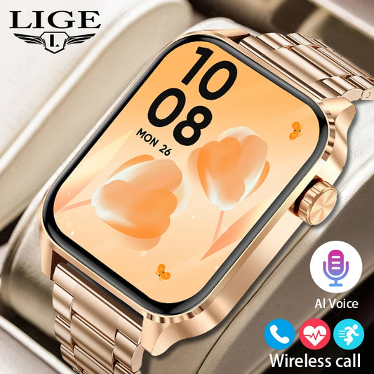 LIGE Smart Watch Women Voice Assistant Bluetooth Call Bracelet IP68 Waterproof Sports Watch Sleep Monitoring Smartwatch Men 2024