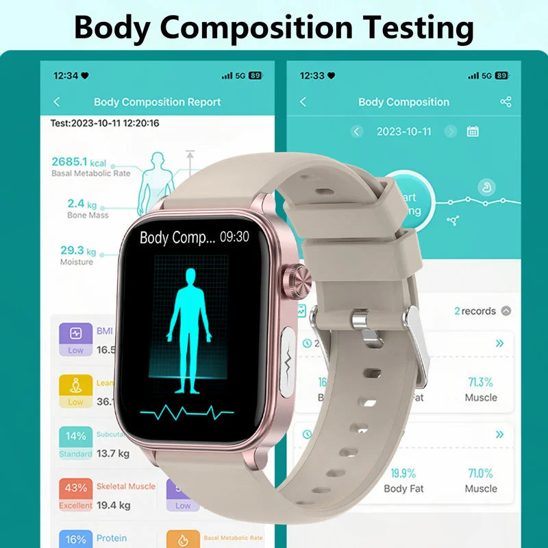 2024 New Medical Grade Smart Watch Ladies for Android Xiaomi Ios Watches Blood Glucose Oxygen Lipid Health Call Smartwatch Women