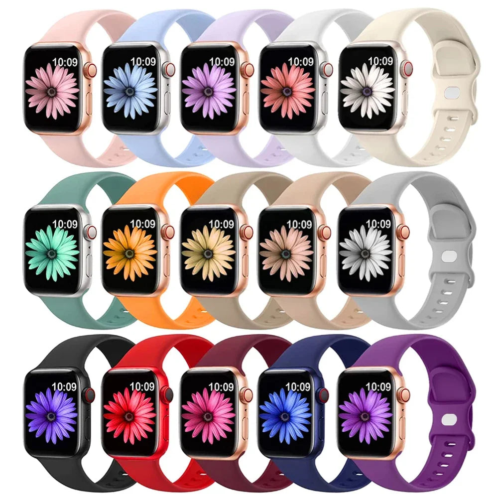 Silicone Strap For Apple Watch Band 44mm 40mm 45mm 41mm 42-38mm sport wrist bracelet iwatch series 8 7 se 3 4 5 6 9 ultra 2 49mm