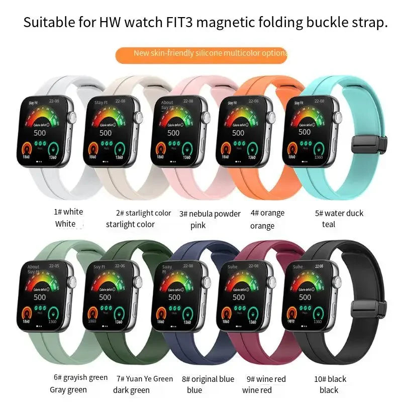 Silicone Strap For Huawei Watch Fit 3 Band Magnetic Loop Replacement Smartwatch Bracelet For Huawei Watch Fit 3 Accessories Belt