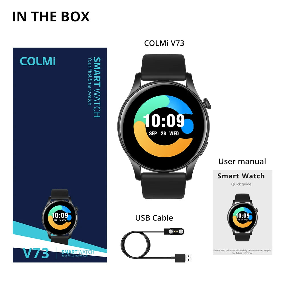 [2024 New] COLMI V73 Smartwatch AMOLED Display Bluetooth Calls Health Fitness Tracking Smart Watch for Men Women